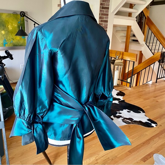 KEVAN HALL 💕Couture Designer. BEAUTIFUL Rich Emerald Green / Teal Blouse 💕8 🌸 - Picture 3 of 17